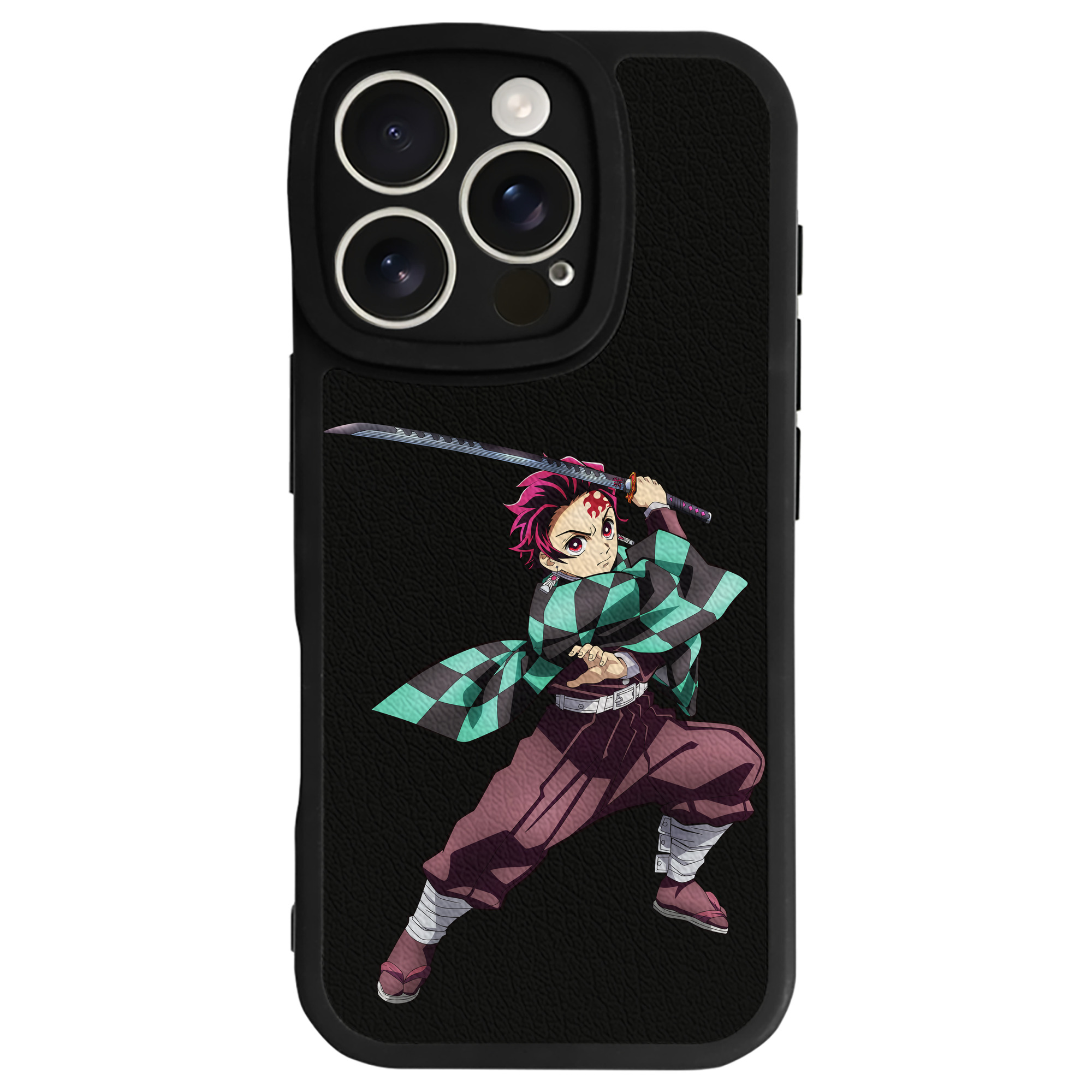 （画像用） 鬼滅の刃 竈門 炭治郎／かまど たんじろう Kamado Tanjirou 【iPhone 16シリーズ対応】シリコンスマホケース（レザー調） 材質：シリコン